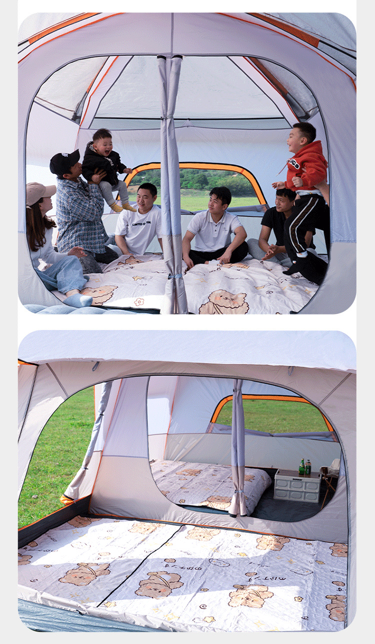 Cross-border Best-selling Camping Tent Outdoor 3-4 Person Two Rooms One Hall 5-8 Person Two Rooms 10 Person Large Tent Factory Wholesale 10